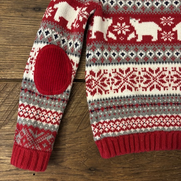 Aspen Kids Warm Read White and Gray Christmas Sweater with Bears Fleece Lined - Picture 5 of 7